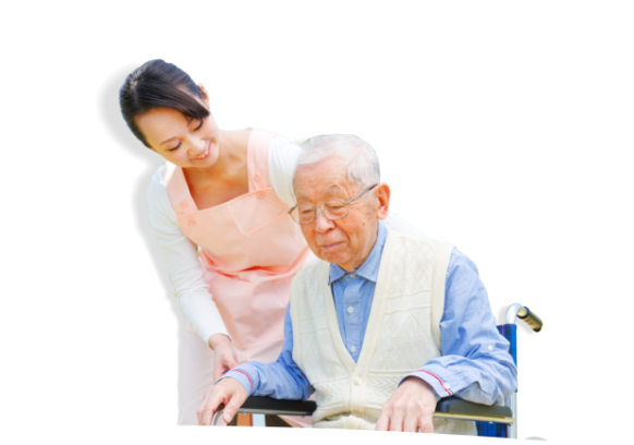 a chinese caregiver helping an old man